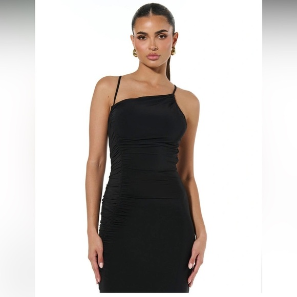 NEW Naked Wardrobe Black HOURGLASS RUCHED OPEN BACK MAXI DRESS - Picture 3 of 9